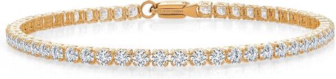 Gem Stone King 1.50 Cttw 14K Yellow or White Gold Round White Lab Grown Diamond Tennis Bracelet | E-F Color | VS1-VS2 Clarity | Gold Bracelet For Women | Available in 6.5, 7, 7.5 Inches in Saudi Arabia