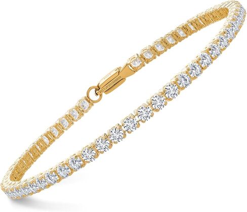 Gem Stone King 1.50 Cttw 14K Yellow or White Gold Round White Lab Grown Diamond Tennis Bracelet | E-F Color | VS1-VS2 Clarity | Gold Bracelet For Women | Available in 6.5, 7, 7.5 Inches in Saudi Arabia