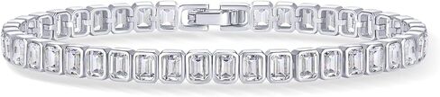 PAVOI 14K Gold Plated Cubic Zirconia Bezel Set Tennis Bracelets for Women | Fashion Round Heart Radiant Cut Trinity Stones Gold Bracelet | Sizes 6.5-7.5 Inch in Saudi Arabia
