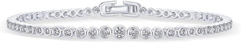 PAVOI 14K Gold Plated Cubic Zirconia Bezel Set Tennis Bracelets for Women | Fashion Round Heart Radiant Cut Trinity Stones Gold Bracelet | Sizes 6.5-7.5 Inch in Saudi Arabia