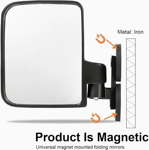 ALLGOOD Universal Strong 1 Pair Magnetic Side Mirrors 114LB 2.7" Rated Magnet Tractor Mirror Compatible with Golf Cart Tractors Mowers Dozers Forklifts Lift Trucks and More(Left+Right) in Saudi Arabia