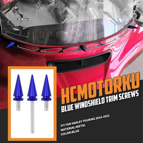 Motorcycle Windshield Trim Screws Windscreen Screws Spike Bolts Fit for Harley Electra Glide Street Glide Trike 2014-2024 (Blue) in Saudi Arabia
