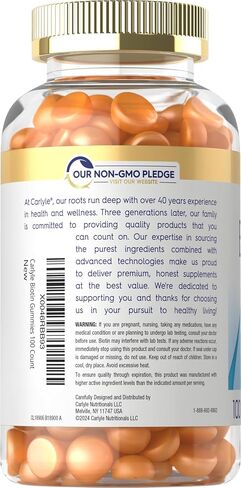 Carlyle Biotin 10000mcg Gummies | 100 Count | Peach Flavor Supplement | Vegan, Non-GMO, Gluten Free in Kuwait