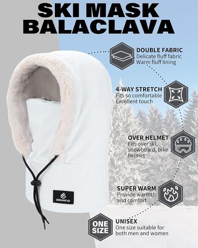 Balaclava Ski Mask Winter Hats for Men Women Over Helmet Balaclavas Neck Warmer Face Cover in Kuwait