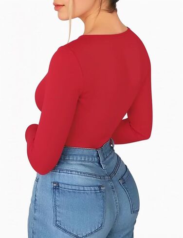 MANGOPOP Womens Scoop Neck Long Sleeve Slim Fit T Shirt Tunic Tops Tee in Kuwait