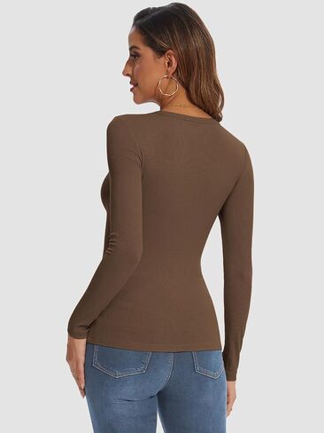 ATHMILE Womens Long Sleeve Crewneck Ribbed Tops Fitted Stretch Casual Basic T Shirts 2024 in Saudi Arabia