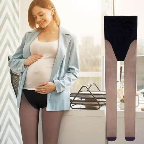 Bonuci Maternity Pantyhose Pregnancy Fleece Lined Tight Women Stretchy Opaque High Waist Legging in Saudi Arabia