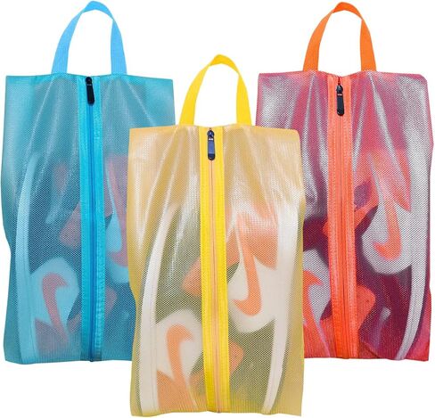 حقائب أحذية للسفر - أكياس أحذية كبيرة مضادة للماء ومنظم تخزين مرئي مع سحاب للرجال والنساء (3 قطع، bl+pk+ye) in Kuwait