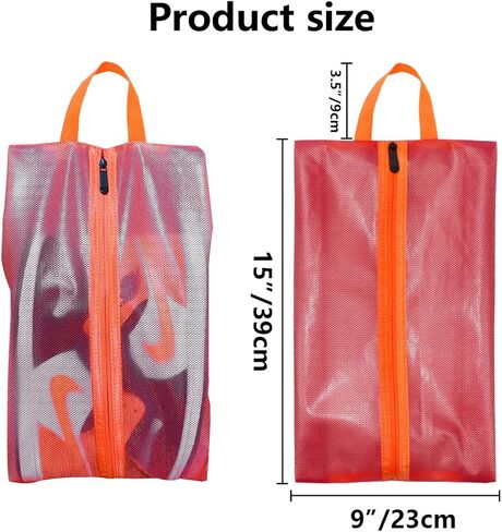 حقائب أحذية للسفر - أكياس أحذية كبيرة مضادة للماء ومنظم تخزين مرئي مع سحاب للرجال والنساء (3 قطع، bl+pk+ye) in Kuwait