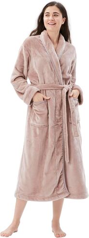 COOVA Women's Bathrobe Shawl Collar and Hooded,Lounge Sleepwear Robe Side Pockets in Saudi Arabia
