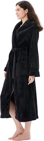COOVA Women's Bathrobe Shawl Collar and Hooded,Lounge Sleepwear Robe Side Pockets in Saudi Arabia