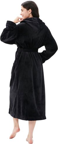 COOVA Women's Bathrobe Shawl Collar and Hooded,Lounge Sleepwear Robe Side Pockets in Saudi Arabia