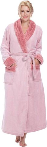 Plush Robes for Women Fleece Bathrobes with Shawl Collar, Warm and Cozy Womens Luxury Robes Long in Saudi Arabia