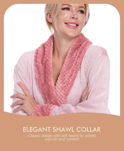 Plush Robes for Women Fleece Bathrobes with Shawl Collar, Warm and Cozy Womens Luxury Robes Long in Saudi Arabia