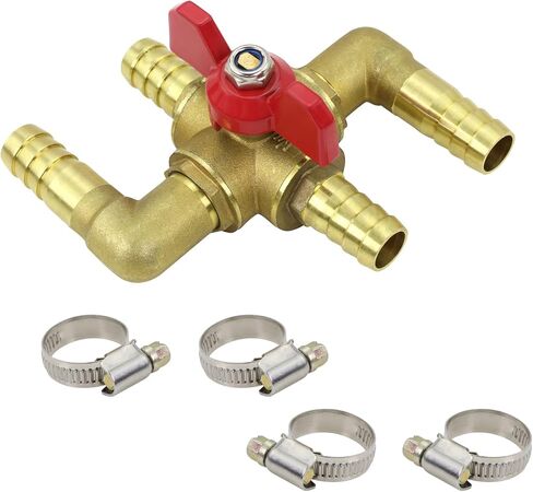 All Solid Brass 5/8" Body Automobile Integrated 4-Way Heating Water Manual Control Valve, Heater Core Bypass Valve Fitting with 4 Clamps (16mm) in Saudi Arabia