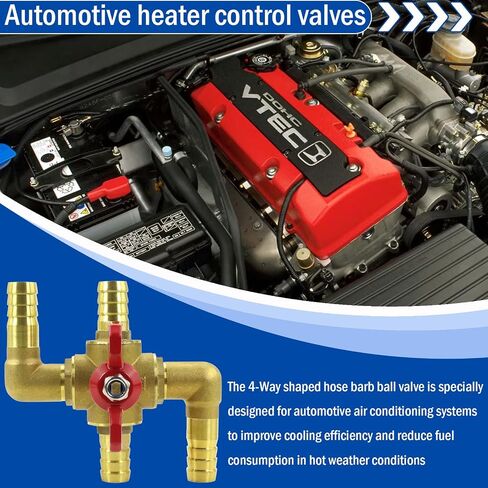 All Solid Brass 5/8" Body Automobile Integrated 4-Way Heating Water Manual Control Valve, Heater Core Bypass Valve Fitting with 4 Clamps (16mm) in Saudi Arabia