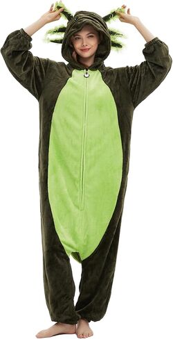 زي DELEY للجنسين Axolotl زي للبالغين، بيجامة قطعة واحدة، أزياء الهالوين التنكرية، بدلة ملابس منزلية، قطعة واحدة على شكل حيوان in Kuwait