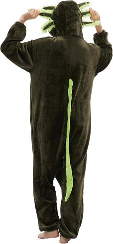 زي DELEY للجنسين Axolotl زي للبالغين، بيجامة قطعة واحدة، أزياء الهالوين التنكرية، بدلة ملابس منزلية، قطعة واحدة على شكل حيوان in Kuwait