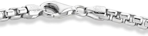 Miabella Solid 925 Sterling Silver Italian 3.5mm Square Link Round Box Chain Necklace for Women Men, Made in Italy in Saudi Arabia
