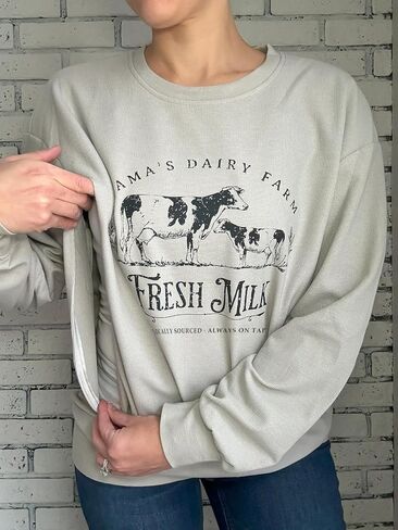 Women Nursing Sweatshirts for Breastfeeding Zip Nursing Friendly Maternity Sweater Mama's Daily Farm Fresh Milk Pullover Tops in Kuwait