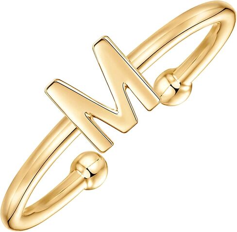 PAVOI 14K Gold Plated Initial Adjustable Ring | Womens Initial Ring | Fasion Ring Women in Saudi Arabia