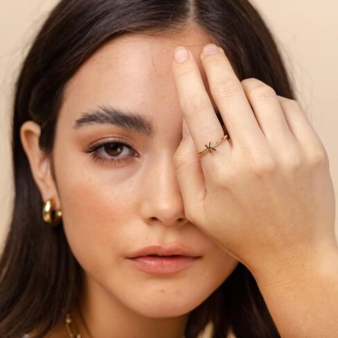 PAVOI 14K Gold Plated Initial Adjustable Ring | Womens Initial Ring | Fasion Ring Women in Saudi Arabia