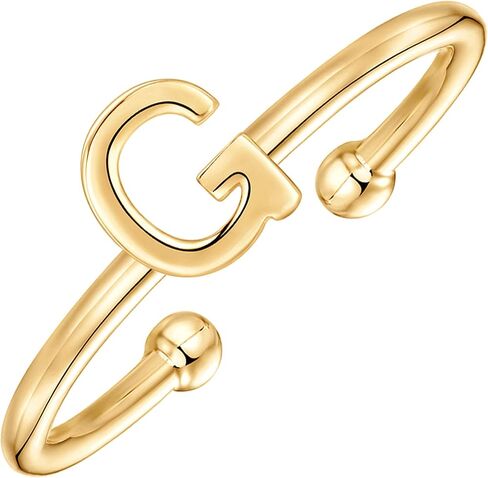 PAVOI 14K Gold Plated Initial Adjustable Ring | Womens Initial Ring | Fasion Ring Women in Saudi Arabia