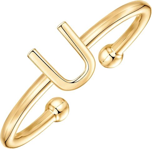 PAVOI 14K Gold Plated Initial Adjustable Ring | Womens Initial Ring | Fasion Ring Women in Saudi Arabia