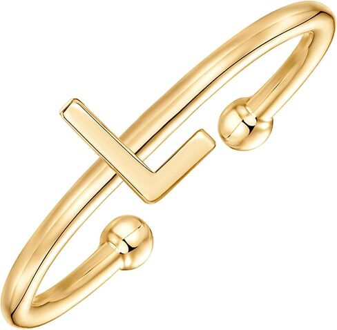 PAVOI 14K Gold Plated Initial Adjustable Ring | Womens Initial Ring | Fasion Ring Women in Saudi Arabia