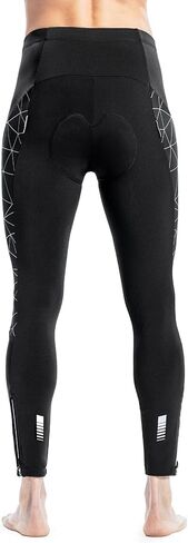 Santic Men's Cycling Tights Padded Pants Cycle Leggings Bicycle Bike Trouser-Reflective Winter Warm Windproof Black in Kuwait