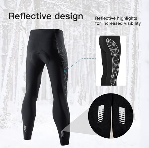 Santic Men's Cycling Tights Padded Pants Cycle Leggings Bicycle Bike Trouser-Reflective Winter Warm Windproof Black in Kuwait
