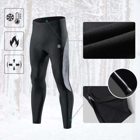 Santic Men's Cycling Tights Padded Pants Cycle Leggings Bicycle Bike Trouser-Reflective Winter Warm Windproof Black in Kuwait