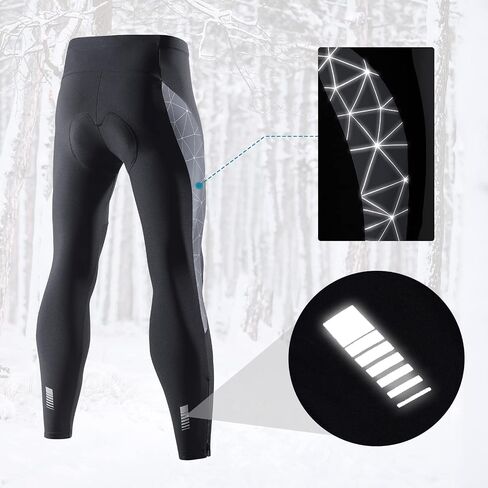 Santic Men's Cycling Tights Padded Pants Cycle Leggings Bicycle Bike Trouser-Reflective Winter Warm Windproof Black in Kuwait