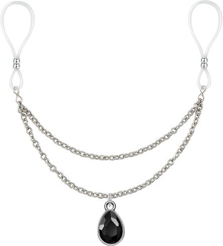 Non Piercing Nipple Jewelry Nipple Noose with Crystal Teardrop Women Faux Body Piercing Jewelry Nipple Chains in Saudi Arabia