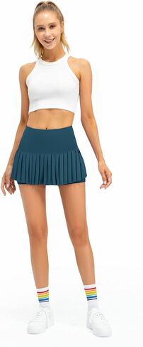 Women Pleated Tennis Skirt High Waisted Golf Athletic Skort Mini Skirts with Shorts Pockets Workout Running Apparel in Kuwait