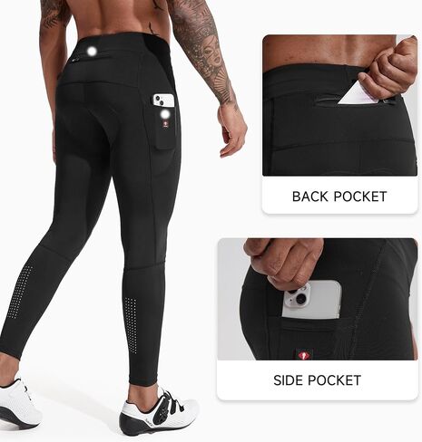 Santic الرجال دراجة السراويل طويلة 4D مبطن الدراجات الجوارب الطقس البارد الصوف MTB طماق في الهواء الطلق ركوب دراجة السراويل in Kuwait