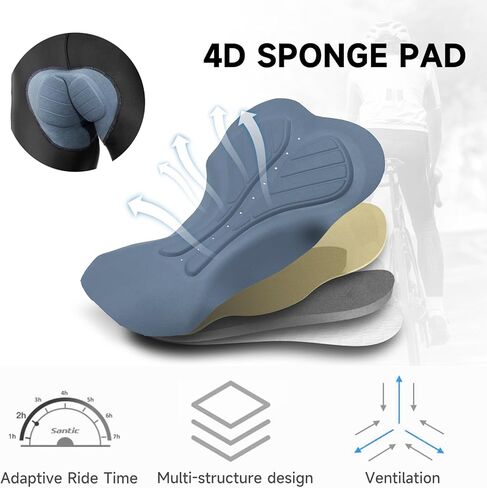 Santic الرجال دراجة السراويل طويلة 4D مبطن الدراجات الجوارب الطقس البارد الصوف MTB طماق في الهواء الطلق ركوب دراجة السراويل in Kuwait