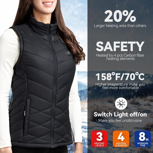 iHood Heated Vest Women with 7.4V battery Pack, Lightweight Electric Stand Collar Heated Vest for Women Zip Padded Gilet in Saudi Arabia