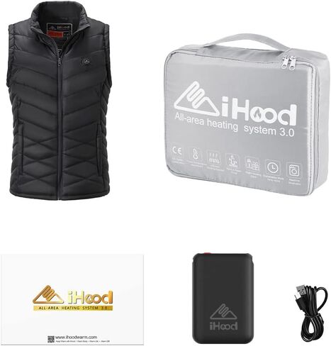 iHood Heated Vest Women with 7.4V battery Pack, Lightweight Electric Stand Collar Heated Vest for Women Zip Padded Gilet in Saudi Arabia
