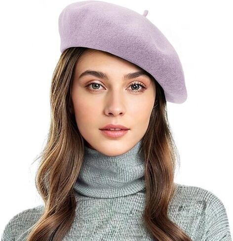 قبعات كوموريبي بيريه للنساء من الصوف الأسود، قبعات فرنسية بلون سادة، قبعات دافئة للفتيات، كلاسيكية وأنيقة in Kuwait