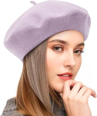 قبعات كوموريبي بيريه للنساء من الصوف الأسود، قبعات فرنسية بلون سادة، قبعات دافئة للفتيات، كلاسيكية وأنيقة in Kuwait