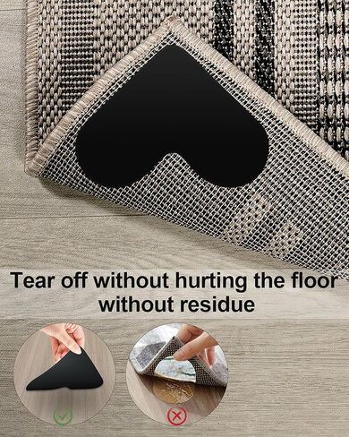 Estefanlo 12PCS Rug Gripper, Non Slip Rug Pads to Hold Rug Down, Non Slip Rug Grip for Hardwood Floors and Tile,Rug Tape Keeps Hardwood Floor No Damage(Black) in Kuwait