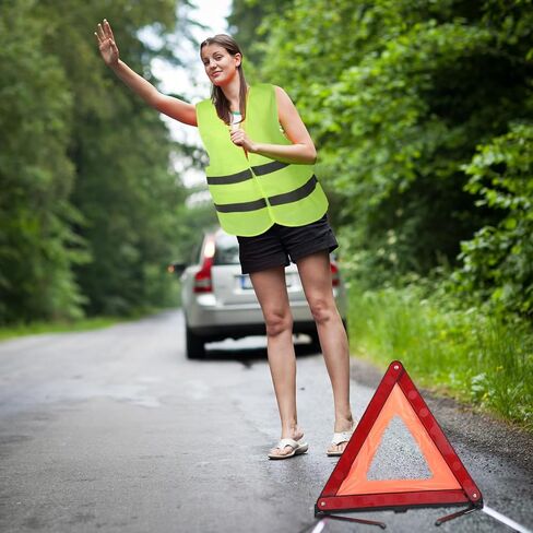 طقم مثلث السلامة للتحذير من تشواري، مثلث التحذير في حالات الطوارئ، سترة أمان عاكسة للضوء، مثلثات قابلة للطي على جانب الطريق من أجل الأعطال والبناء في حالات الطوارئ (18 قطعة) in Kuwait