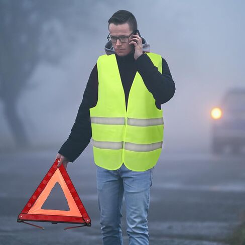 طقم مثلث السلامة للتحذير من تشواري، مثلث التحذير في حالات الطوارئ، سترة أمان عاكسة للضوء، مثلثات قابلة للطي على جانب الطريق من أجل الأعطال والبناء في حالات الطوارئ (18 قطعة) in Kuwait