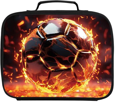 American Football Lunch Box for Boys Girls, Rugby Sports Kids School Lunch Bag, Inner Insulated Layer, Polyester Fabric, Leak-proof Children Lunchbox, Double Zipper in Saudi Arabia