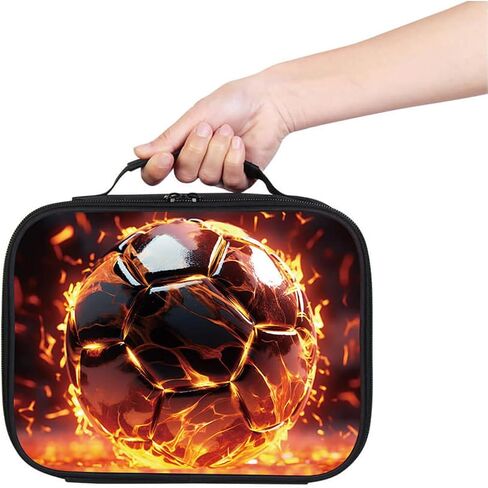 American Football Lunch Box for Boys Girls, Rugby Sports Kids School Lunch Bag, Inner Insulated Layer, Polyester Fabric, Leak-proof Children Lunchbox, Double Zipper in Saudi Arabia