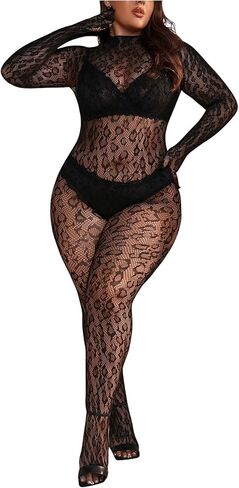 Milumia Women's Plus Size Fishnet Bodystocking Lingerie Sheer Body Stockings Nightwear in Saudi Arabia