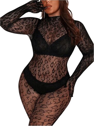 Milumia Women's Plus Size Fishnet Bodystocking Lingerie Sheer Body Stockings Nightwear in Saudi Arabia