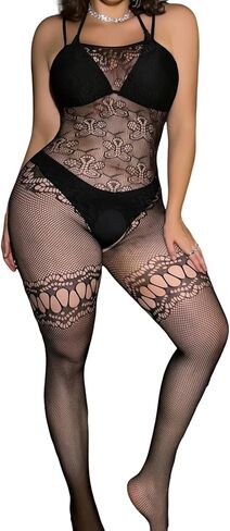 Milumia Women's Plus Size Fishnet Bodystocking Lingerie Sheer Body Stockings Nightwear in Saudi Arabia