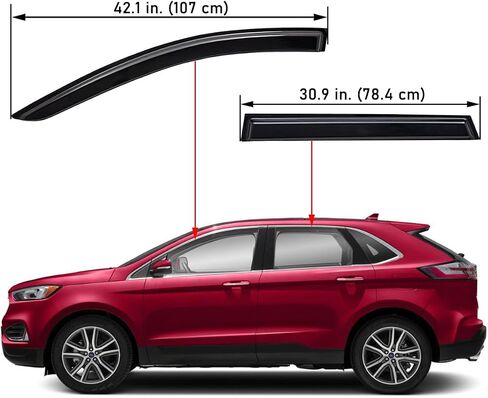 Lightronic WV94930 Outside-Mount Side Window Deflectors & Visors Rain Guard, Dark Smoke, 4-Pieces Set, Fits 2015-2024 Ford Edge in Saudi Arabia